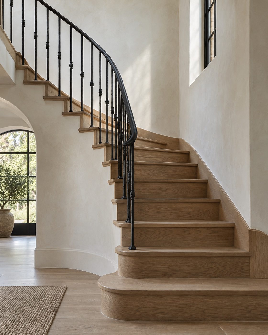 White oak custom stair with steel balustrade